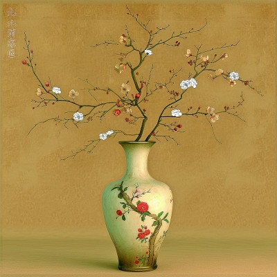 用AI繪畫(huà)工具制作的梅花“九九消寒圖”。制作：李世奇、孟揚(yáng)